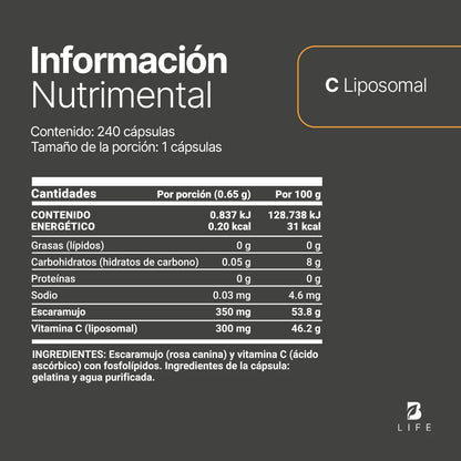 Vitamina C Liposomal  con Escaramujo  240 cápsulas
