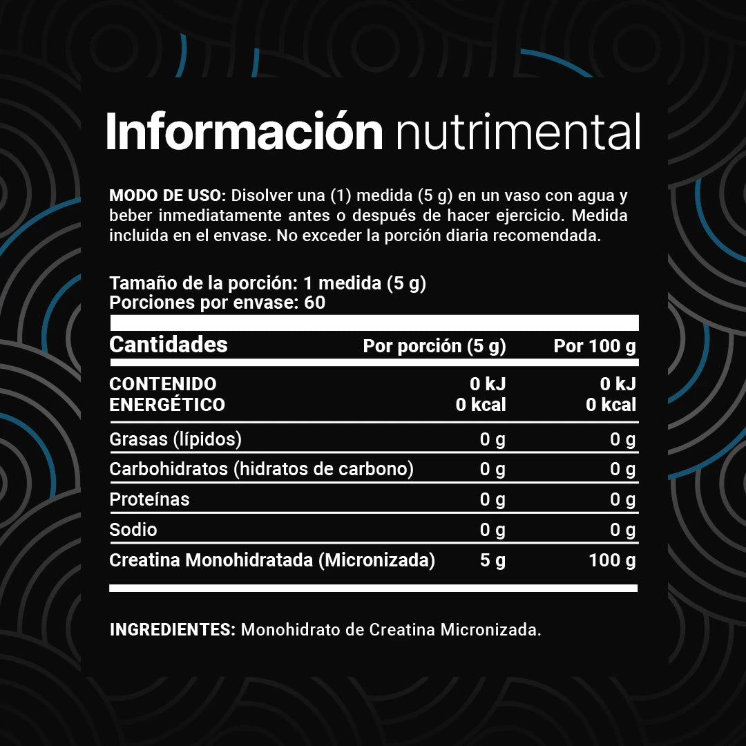 Creatina Monohidratada en polvo Alta Pureza 60 porciones
