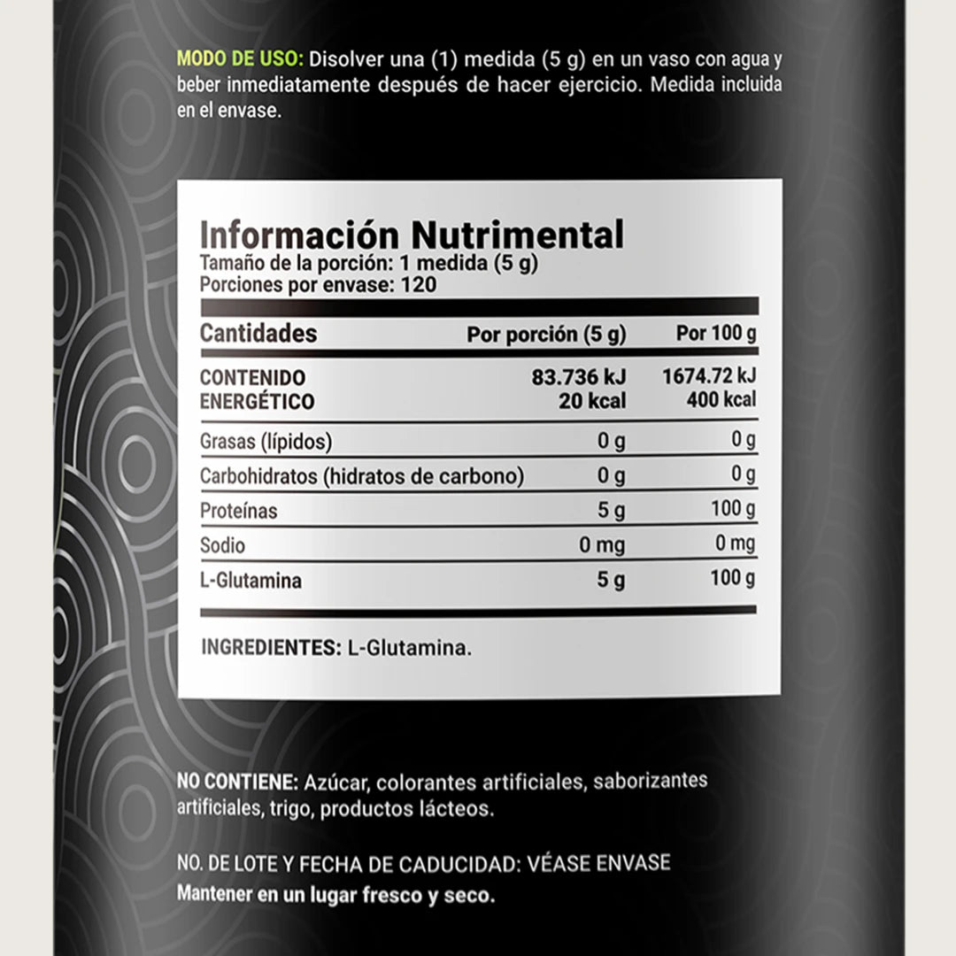 Glutamina Micronizada Pura | 5000 mg por porción | 120 servicios